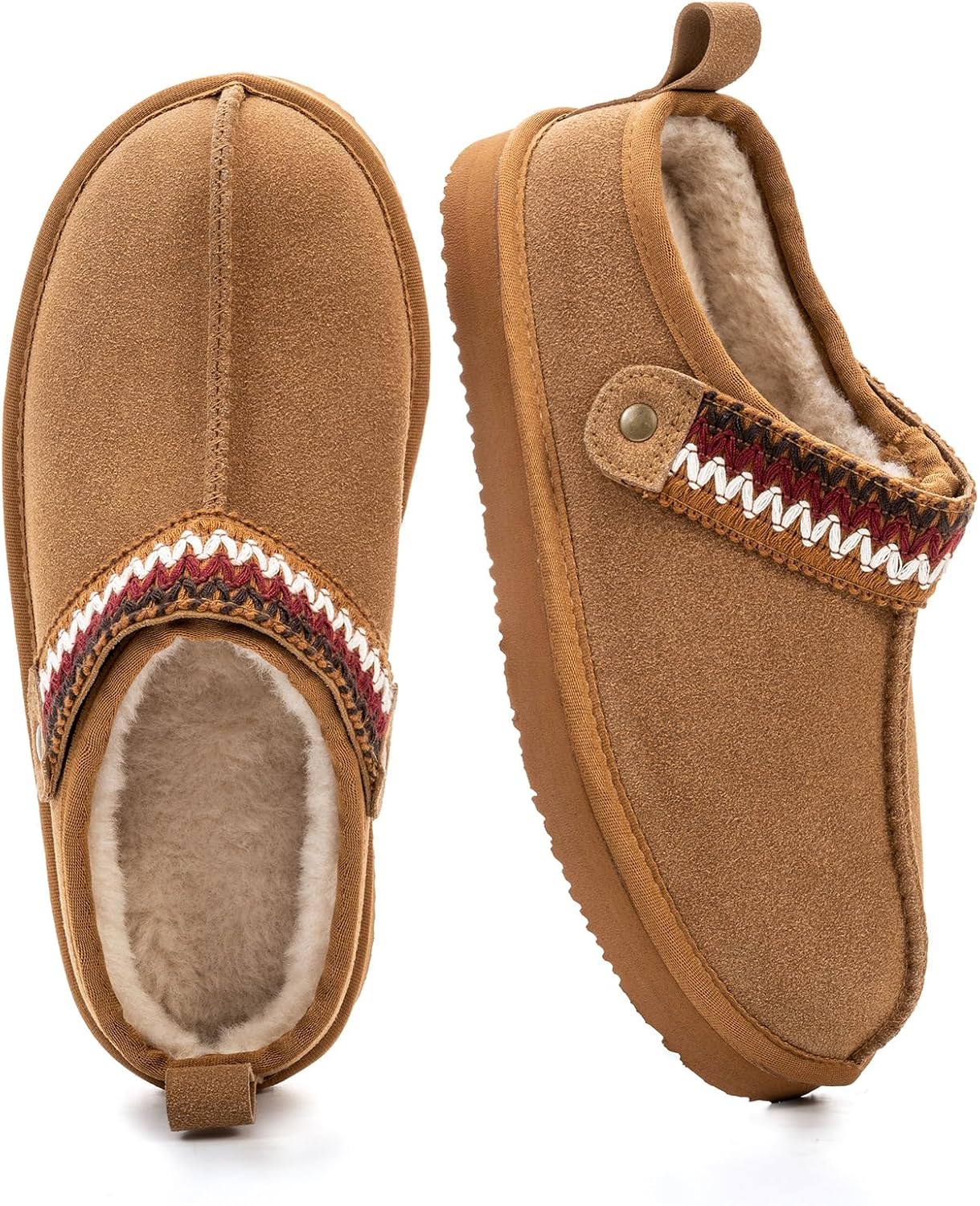 Women's Memory Foam Slippers Winter Warm Cozy Faux Fur Suede House Shoes Indoor Outdoor