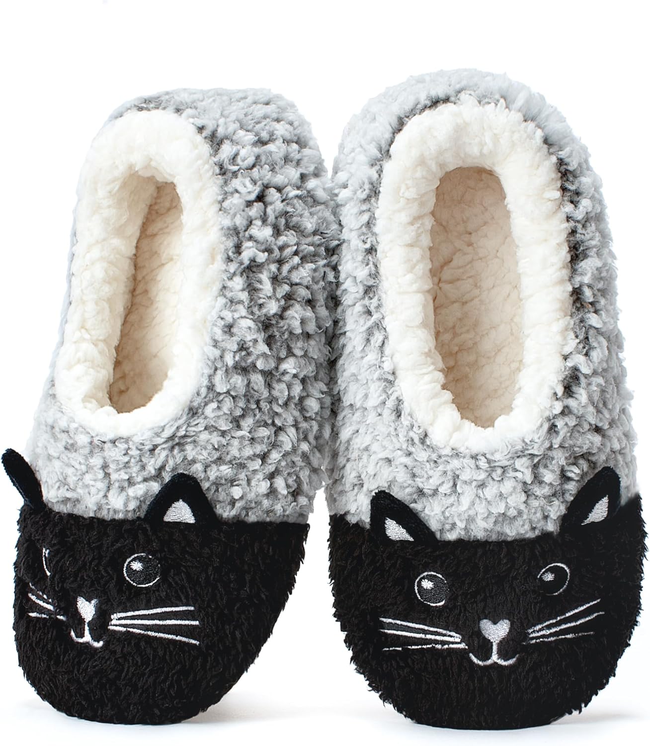 Cute Fuzzy Animal Slippers for Women Kids & Toddler, Soft Sole Plush Non-Slip Indoor Slippers